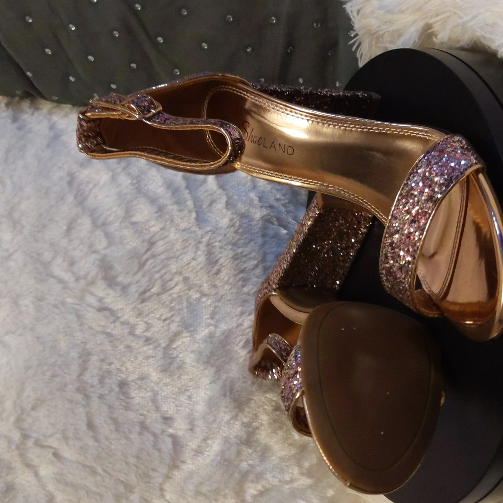 Rose Gold Glitter Tall Chunky Heels